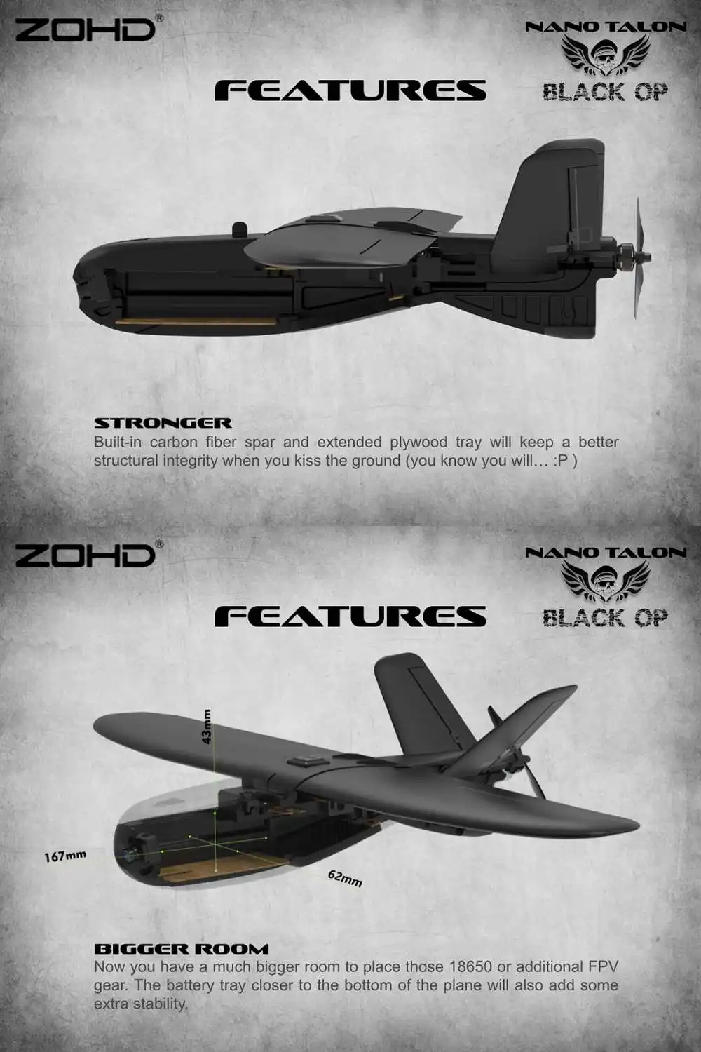 ZOHD Talon Black OP 860 мм размах крыльев AIO v-хвост EPP FPV крыло модель самолёта на радиоуправлении игрушки на открытом воздухе PNP w/FPV готовое ограниченное издание