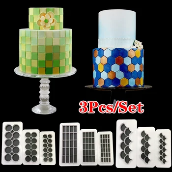 

3pcs Square Geometric Cutters Fondant Cookie Cutter Geometry Cake Mold Fondant Mold Cake Dessert Decorating Baking Tools
