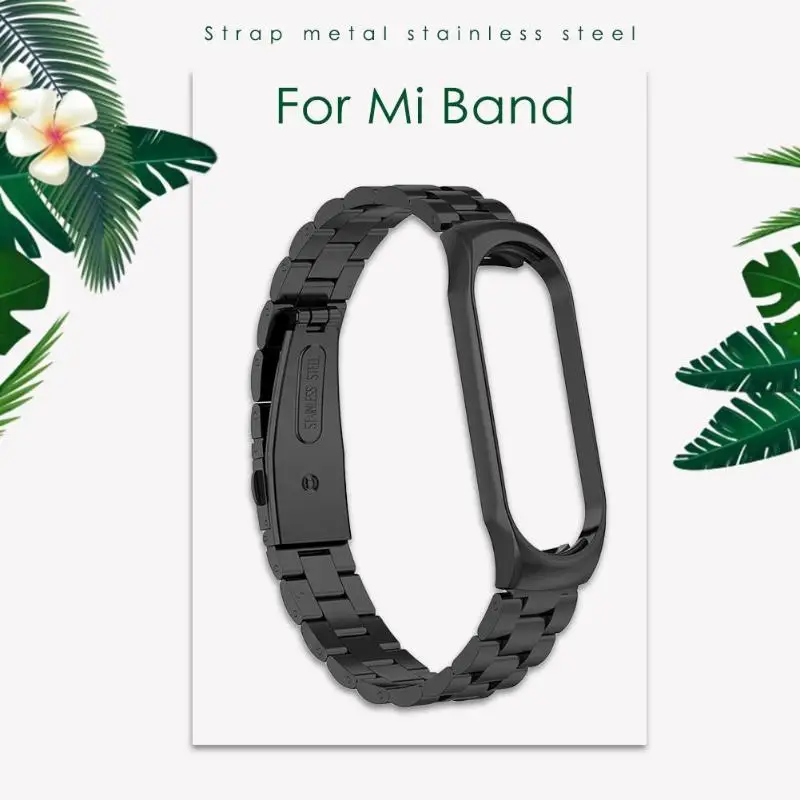 Браслет из нержавеющей стали с металлической рамой для Xiaomi Miband 3 4
