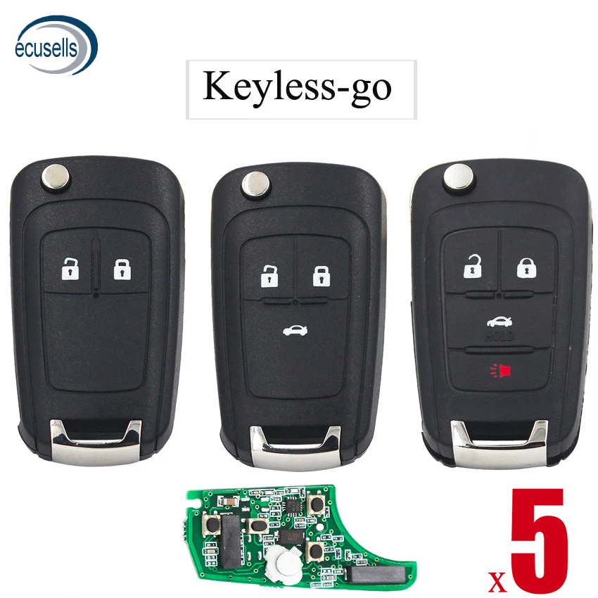 5PCS/LOT, 2/3/4 Buttons Keyless-go Folding Remote Key for Chevrolet 433MHz with ID46 Chip HU100 Balde(after market