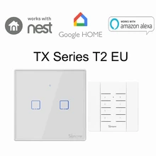 Sonoff T2 ЕС 2 банды WiFi настенный выключатель света RF/APP/таймер с тачпадом панель IOS Android пульт дистанционного включения/выключения умный дом автоматизация голосового управления