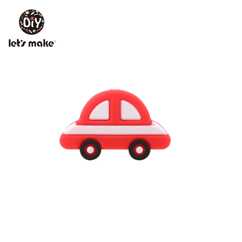 Давайте сделаем силиконовый Прорезыватель для зубов бусы Набор автомобиль такси 5 шт., для пищевых продуктов DIY аксессуары кулон Латекс бесплатные игрушки Детские Прорезыватели - Цвет: red