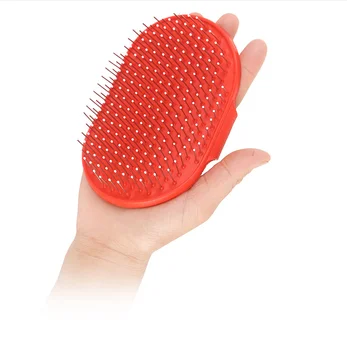 

Long Needle Polka Dot Pet Bath Brush Stainless Steel Belt Protection Point Massage Brush Hair Grooming Brush Rubber Dog Brush