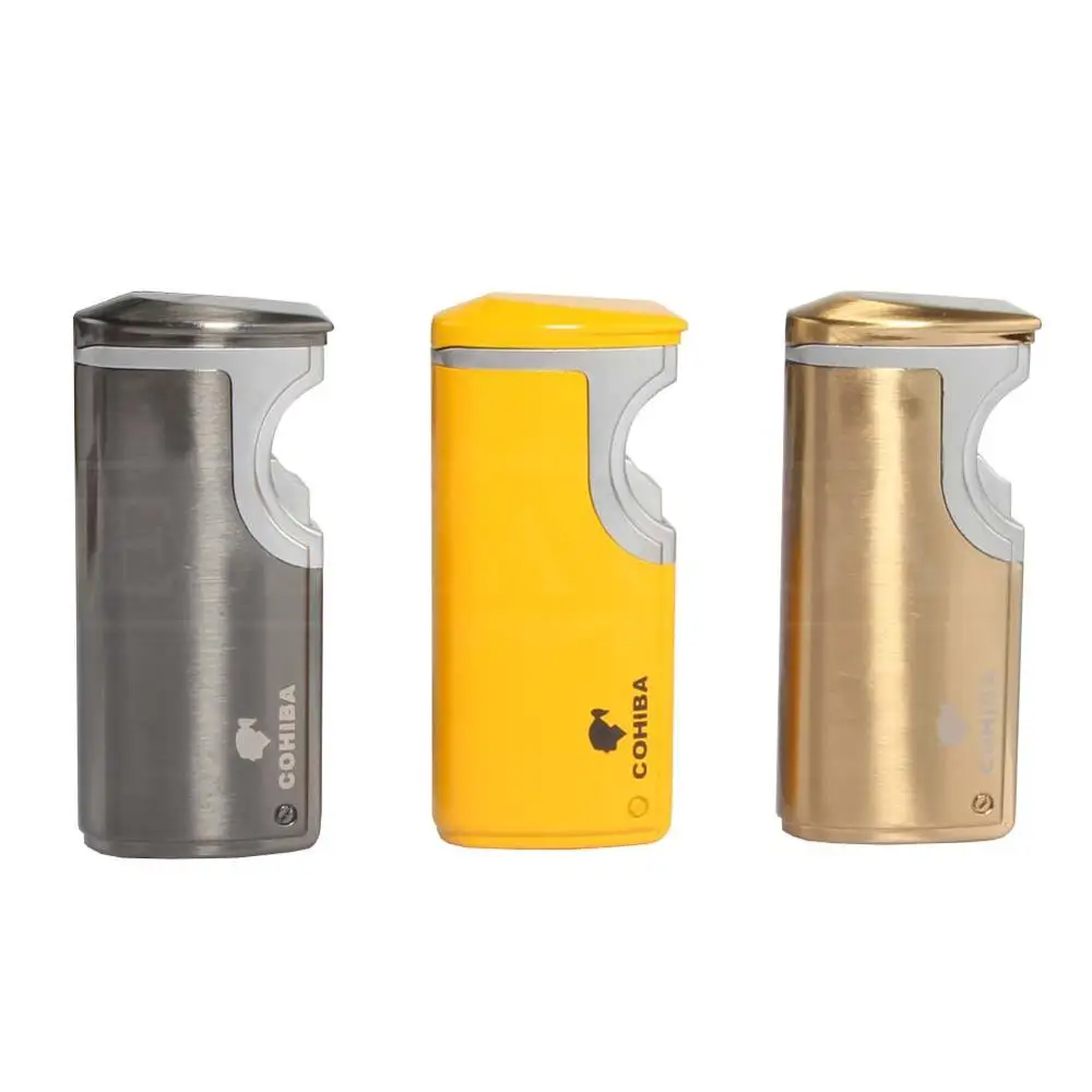 COHIBA металлический ветрозащитный usb-прикуриватель электрический 3 струйный факел прикуриватель электронный карманный, Перезаряжаемый Зажигалка для сигар