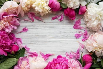 

Vinyl Custom Valentine day Photography Backdrops Prop Floral Rose Wooden Photo Studio Background Q191223-0299