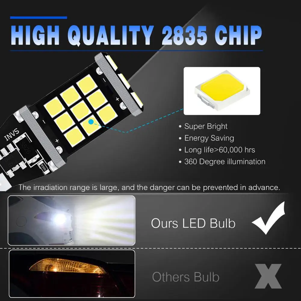 2x T15 W16W 921 супер яркая высокая мощность 21SMD 2835LED Canbus без ошибок резервные огни