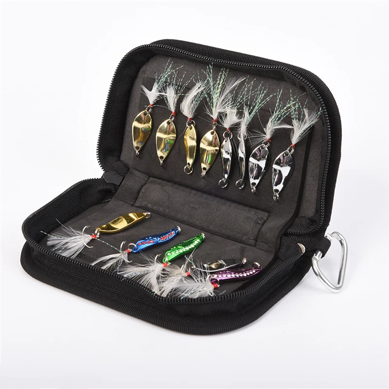 Mini Portable Fishing Lure Container Bag Canvas Zipper Bag for Metal Spinner Bait Spoon Lure Fishing Accessories (10)