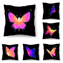 Gradiente cor borboleta impressão sala de estar capa almofada elegante borboleta padrão carro capa travesseiro acessórios decoração para casa
