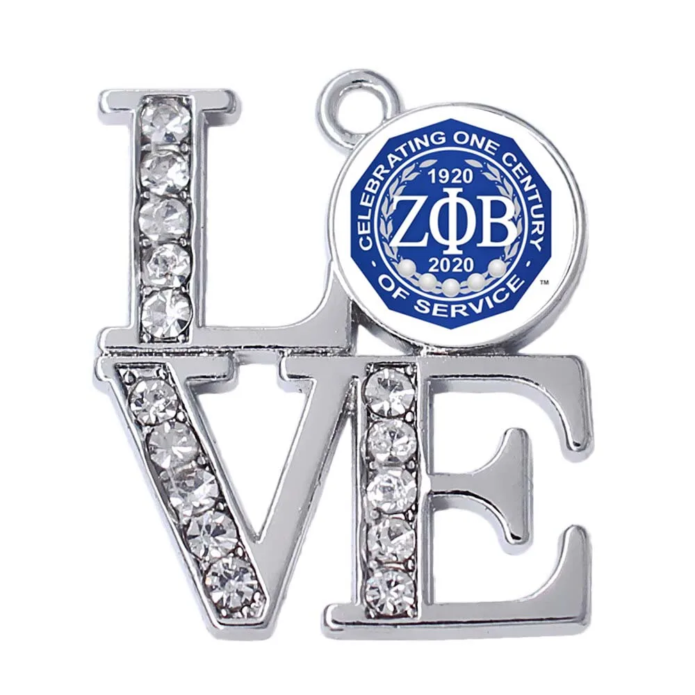 20pcs charm Колледж зет PHI BETA празднования столетия Стразы Любовь Шарм аксессуары - Окраска металла: 20pcs charm