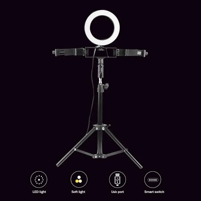 Dimmable Photography Ring Video Light Camera Fill Lamp Set for Live Video Makeup Shadowless Light Supplement
