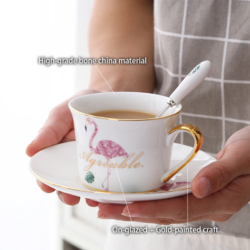 Фламинго костяной китайский кофейный набор модный фарфоровый чайный