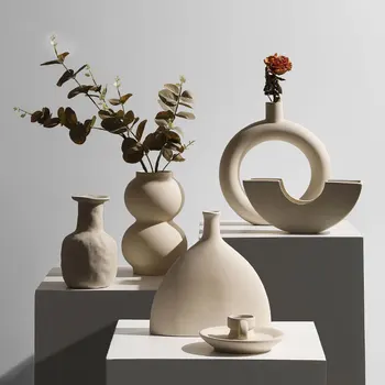 

Living Room Decoration Ceramic Vase Ornaments Geometric Flower Pot Flower Arrangement Home Decoration Artware Wedding Gifts