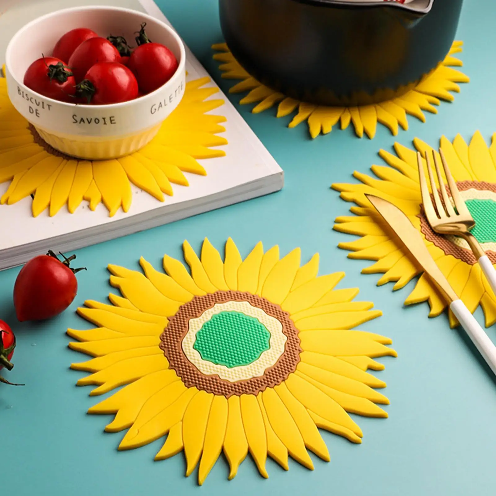 

HOT SALESï¼ï¼ï¼New Arrival Sunflower Shape Dining Table Insulation Pad Anti-scald Coaster Home Placemat Wholesale Dropshipping