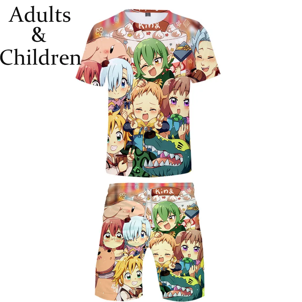 

Popular Hot New Casual Suitable Meliodas Hip Hop T-shirt+Beach Shorts Men/Women Summer Print Boys Girls two-piece Cool set