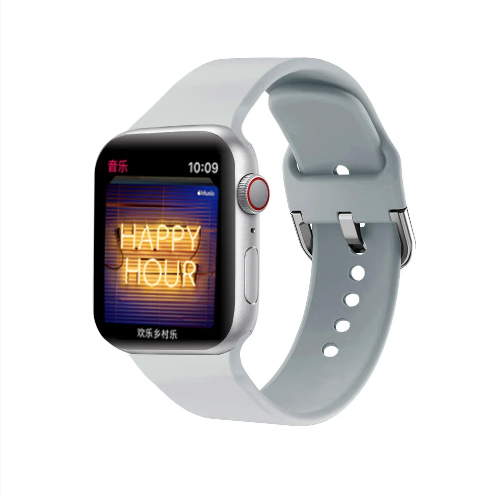Для Apple Watch, мягкий силиконовый ремешок на запястье, спортивный u-образный ремешок, ремешок для замены на запястье 38 мм, 42 мм, 40 мм, 44 мм, серия 1, 2, 3, 4, 5, браслет - Цвет ремешка: Cloud ash