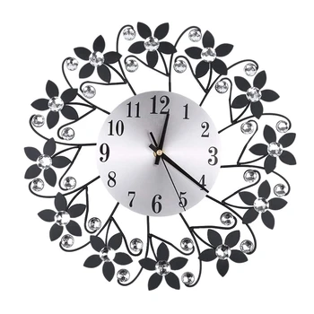 

3D Wall Clock,Round Leaf Petals Metal Wall Clock, Dial With Arabic Numerals, Decorative Clock For Living Room, Bedroom, Office S