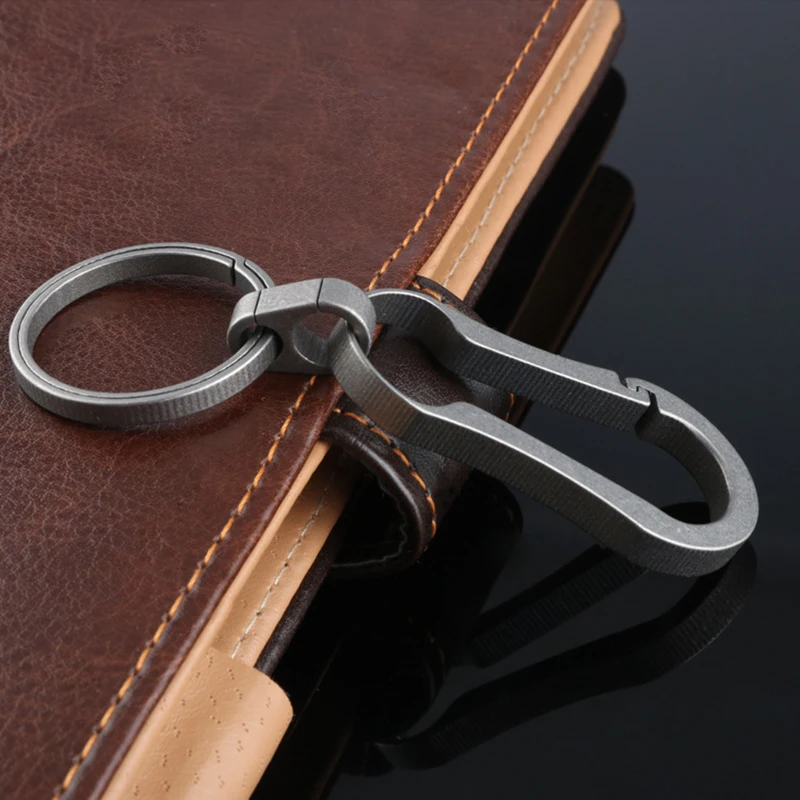 Real Titanium Stone Wash Men Car Keychain Lightweight Classic Key Chain Hanging Buckle Holder Rings High-Quality | Украшения и