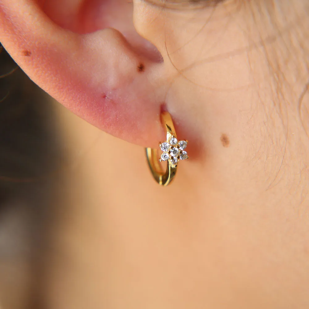Женские серьги гвоздики из серебра 925 пробы с фианитами|flower stud earrings|stud earrings925 sterling