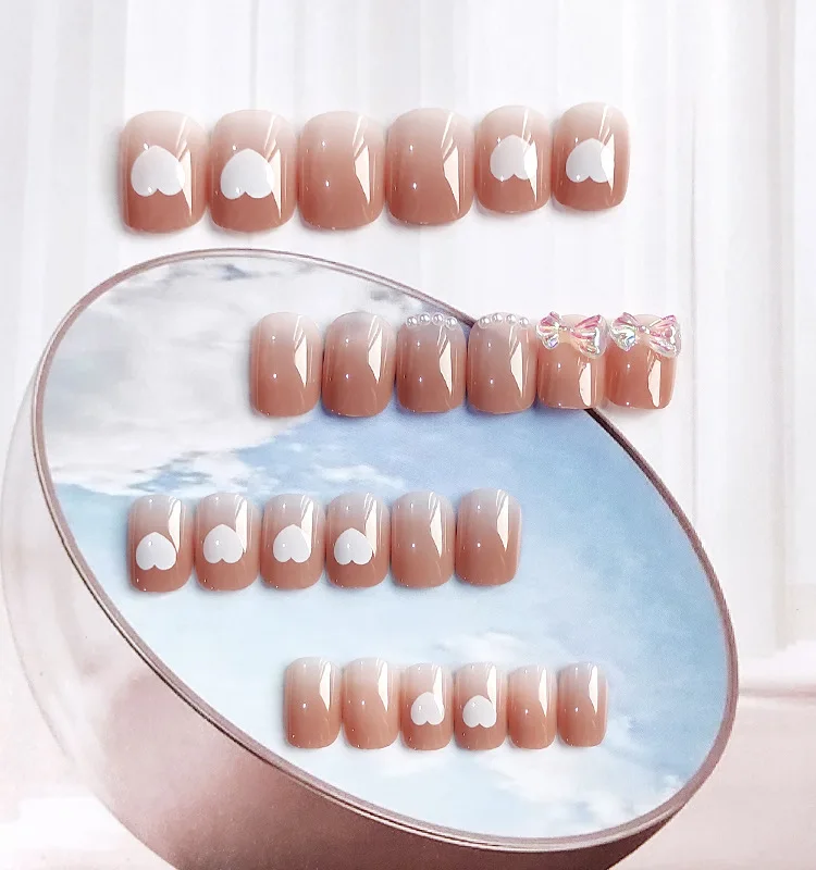 Short Round Fake Nails Star Clouds Press On False Nail Tips with Designs Set Bow French Nail Art Decoration Manicure Tools Short Round Fake Nails Star Clouds Press On False Nail Tips with Designs Set Bow French Nail Art Decoration Manicure Tools