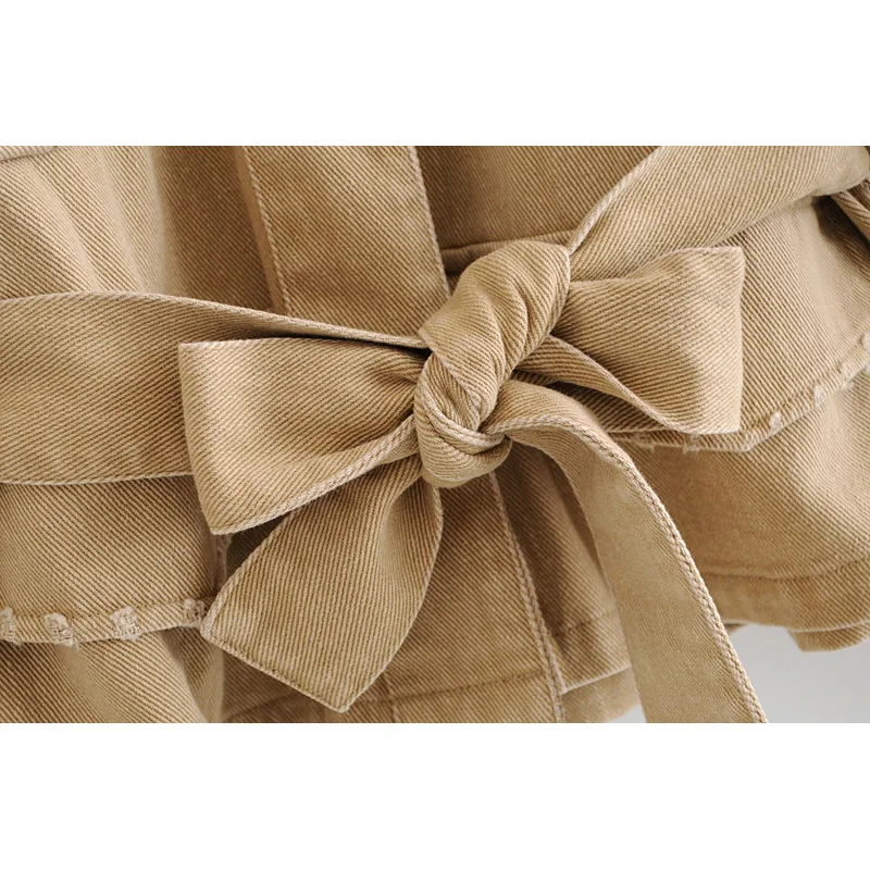 Very best Fashion Za Women Coat 2019 Chic Lapel Long Sleeve Belt Pocket Casual Single-breasted Khaki Wear Win