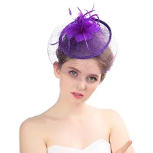 Модные женские шляпки для свадебной вечеринки, шляпа с перьями, сетчатая шляпа, Коктейльные Вечерние головные уборы, свадебные шляпки