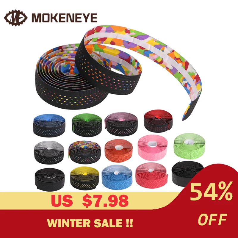

Mountain Road Bike Bar Tape Cycling Anti-Vibratio Soft Bicycle EVA PU Handlebar Tape Belt with Cork Bike Accessories Grip Wrap