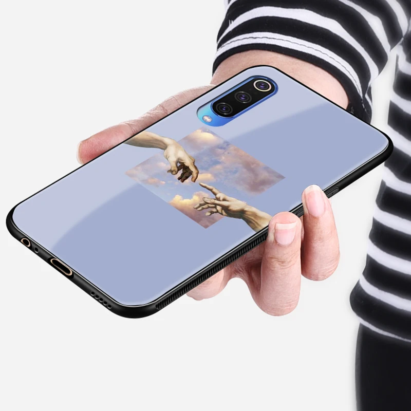 Creation of Adam mi chelangelo, мягкий силиконовый стеклянный чехол для телефона, чехол для Xiaomi mi 6 8 9 SE mi x 2 2s 3 redmi note 5 6 7 8 pro