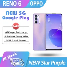 OPPO – SmartPhone Reno 6 5G, téléphone portable, caméra principale 64mp, Charge rapide 65W, batterie 4300mAh, écran OLED 6.4 pouces, 90Hz, Google Play Store, NFC, nouveau 