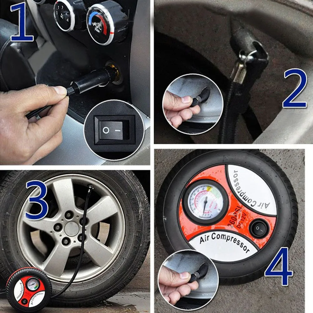 Мини 12 В портативные автомобильные надувные насосы, воздушный компрессор, насос для мотоциклов, велосипедов, авто электрические шиномонтажные насосы