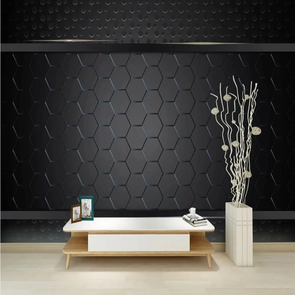 

mi'lo'fi custom large wallpaper mural 3d texture simple black abstract geometric background wallpaper mural
