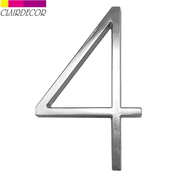 

5 in Satin Nicke Modern House Number Hotel Home Door Number Outdoor Address Plaque Zinc Alloy Number for House Address Sign #4