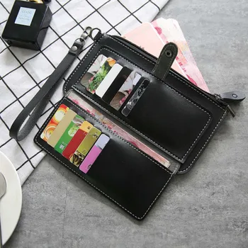 

1 PC PU Leather Wallet Women Multi-function Holding Buckle Zipper Bag Girls Solid Color Coin Purse Card Holder Handbag Wallet