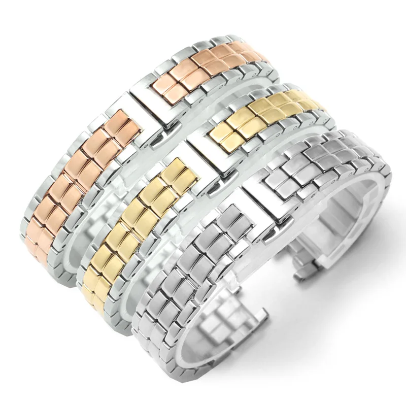 

Watch accessories 12mm Stainless steel watchband silver and golden strap for 1853 T094 series female's bracelet