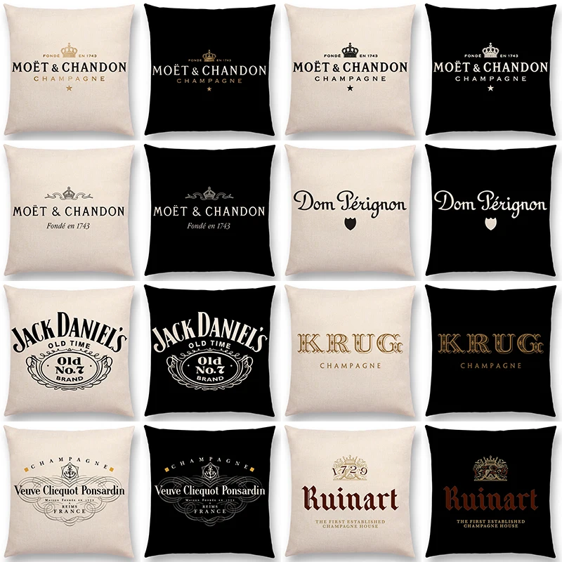 Cushion-Cover Pillow-Case Decoration Sofa Letters Linen Printed Hotel Black White Luxury