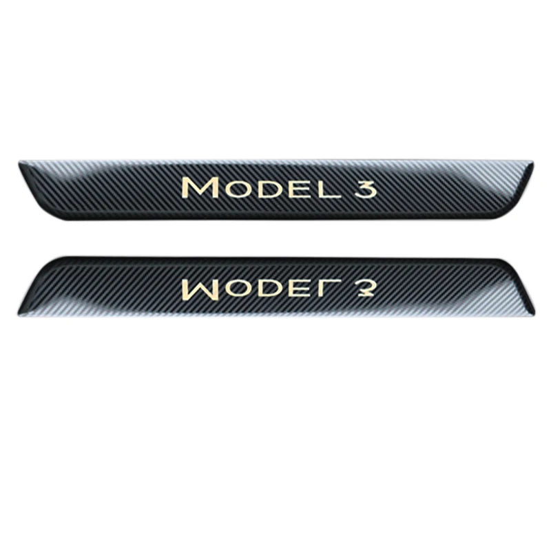 

Stainless Steel Car Door Sill Scuff Plate Welcome Pedal Protection Strip Door Sill Decoration Wrap Cover for Tesla Model 3 Carbo
