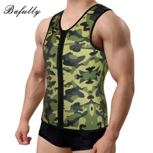 Bafully Мужская рубашка для коррекции фигуры Неопреновая тренировочная безрукавка на молнии компрессионная Талия корректирующий корсет контроль сжигание жира в области живота Формирователи тела