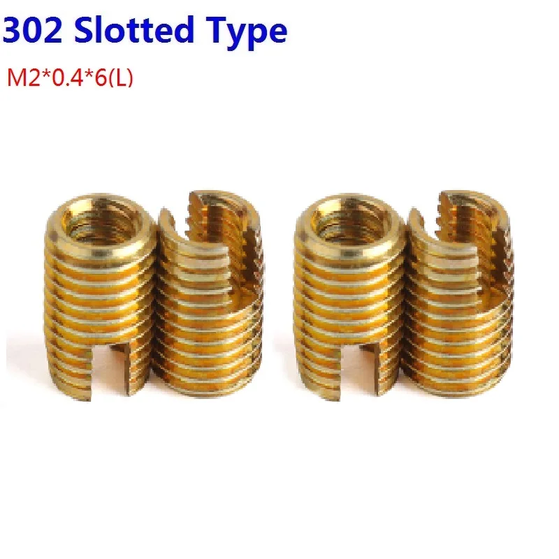 100PCS/LOT M2 Galvanized Self Tapping insert Screw Bushing 302 Slotted