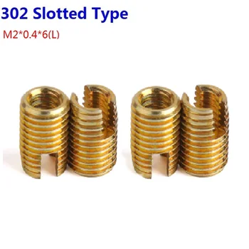 

100PCS/LOT M2 Galvanized Self Tapping insert Screw Bushing 302 Slotted Type Wire Thread Insert Nut Repair Screws M2*0.4*6(L)