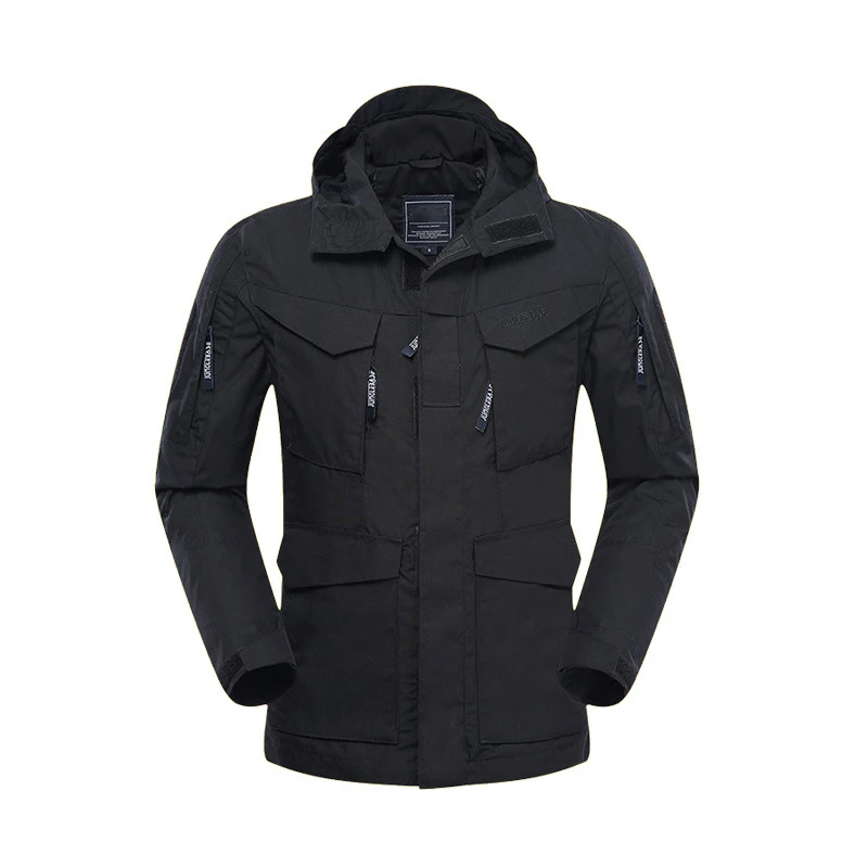 Новая официальная тактическая ветрозащитная куртка мужская тактическая армейская дышащая куртка с капюшоном уличная ветровка спортивная куртка - Цвет: Black