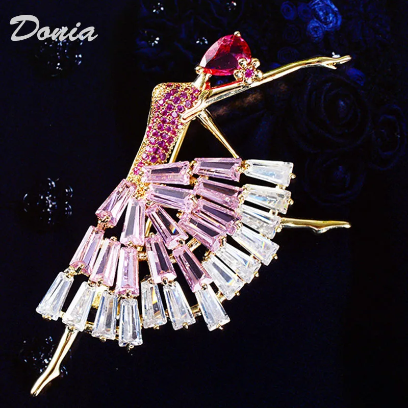 

Donia jewelry copper Classical dance girls shape women brooch bouquet perfect cubic zircon brooches scarf pin couple brooch