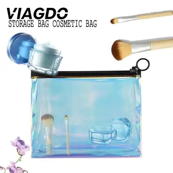 

Makeup Bag Cosmetic Bag Laser Zipper Cosmetics Gift Waterproof Transparent TPU Portable Women Environmental Protection Plastic