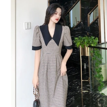 

Plaid Korean Dress Vintage Ladies Dresses Luxury Women Dresses Roupa Feminina Vestidos De Fiesta De Noche Maxi Dress Ukraine