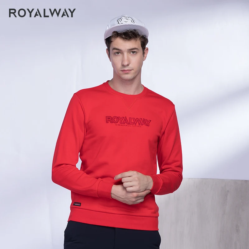 Мужской трикотажный свитер ROYALWAY осенне-зимний теплый мягкий удобный с круглым