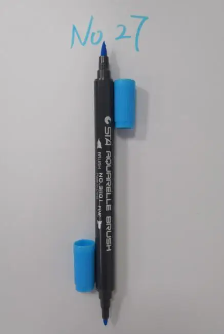 Ста двуглавый Растворимость воды Цветная кисть маркер каллиграфия Рисование рисунок эскиз ручка для школы дизайн художественные принадлежности - Цвет: NO.27