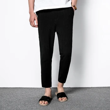 

Linen Pants Trousers Sinicism Chinese Cotton Loose Men's Casual Flax Male Autumn Breathable