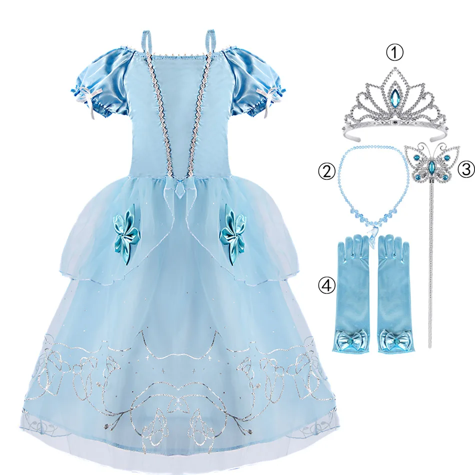 Robe de princesse cendrillon pour filles, maquillage pour enfants, Costume  Cosplay cendrillon pour fête d'anniversaire, robe de bal - AliExpress