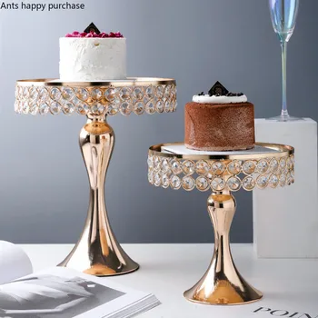 

European Style Crystal Phnom Penh Cake Stand Mirror Glass High Feet Cake Tray Fruit Dish Dessert Table Banquet Display Stand