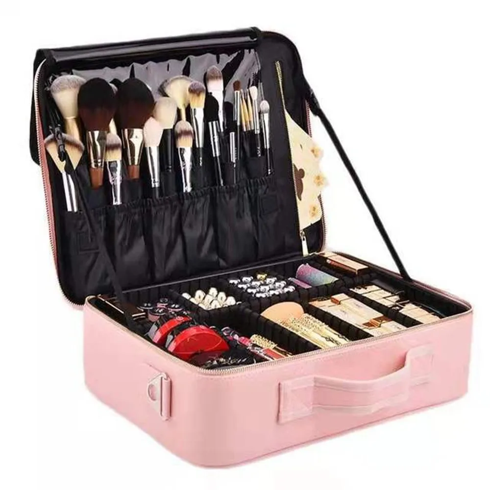 Beauty Nail Art Cosmetic Box Large Capacity Storage Separator Makeup Case Handbag Portable Tattoo Toolbox Travel Suitcase Bag