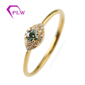 

Super Cheap Custom Ring 10K Yellow Gold 3.5mm Moissanite Halo Ring Very Light And Simple Design 2019 Asian Popular Style