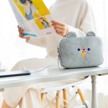 

Plush Carry Digital Bag Mobile Phone Charging Treasure Portable Organizer Headset USB Flash Drive Storage Pouch Kit Accessories